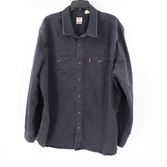 Levis Shirt Mens 3XL Pearl Snap Denim Long Sleeve Standard Fit Casual western - Picture 1 of 13